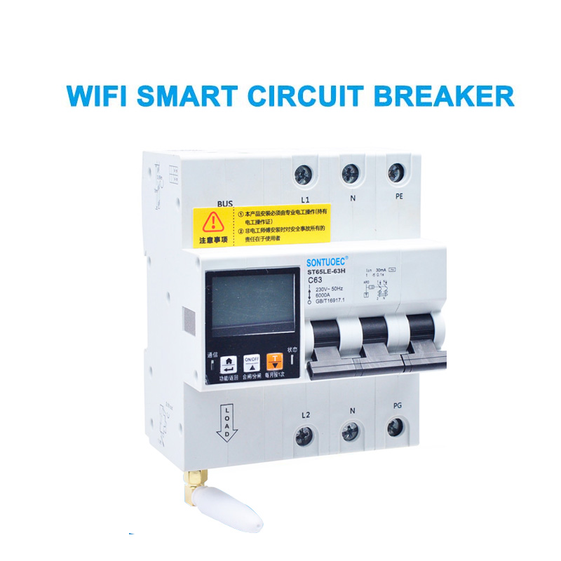 WiFi 4G Tuya ST65le-63H Série Multi funkční RCBO Inteligentní jistič obvodů